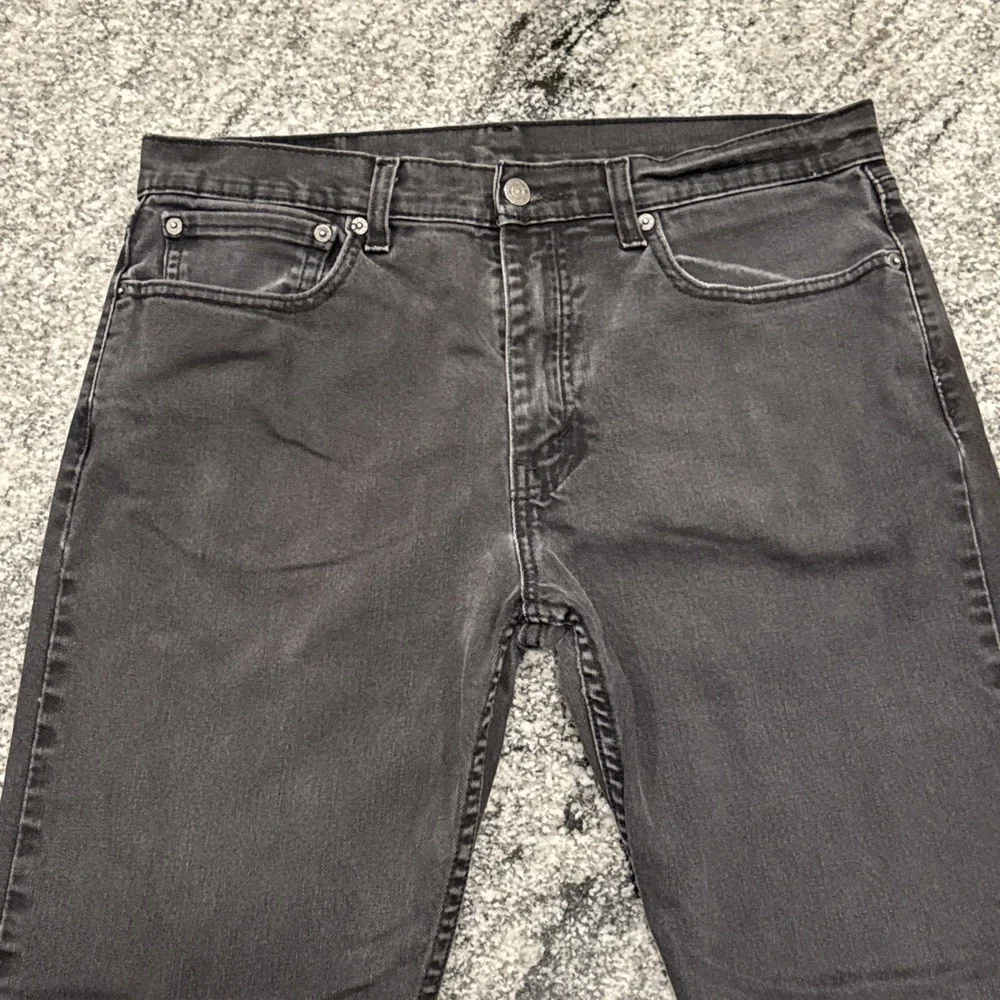 Levi's 502 Tapered Jeans‎ Mens 34x32 Black Charcoal Denim Regular Fit #526